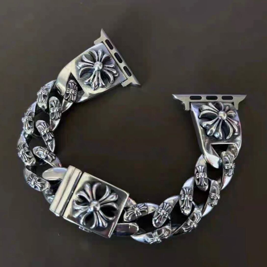 アップルウォッチ カスタム バンド ベルト シルバーsilver 眠た クロス999