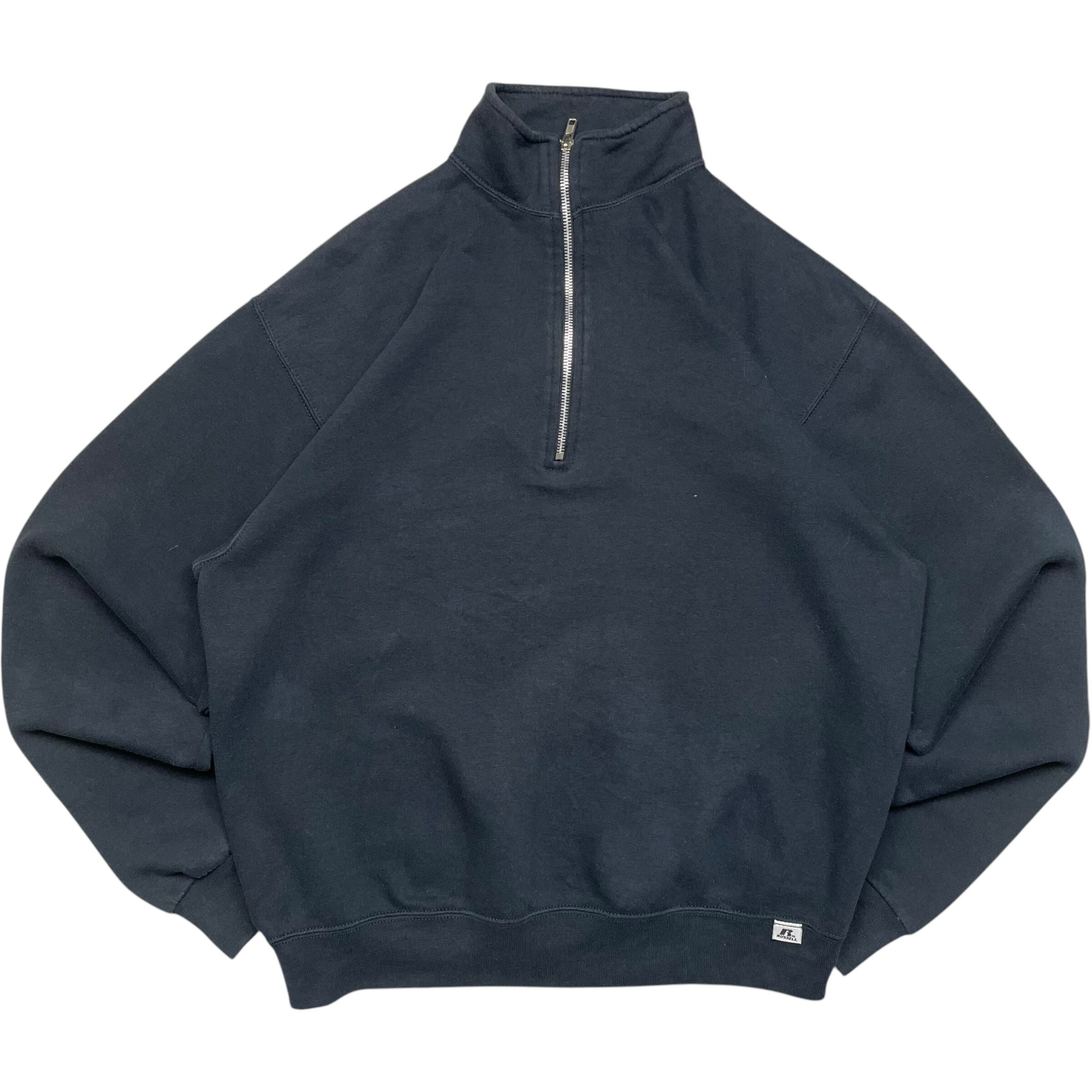 《M》russell athletic ラッセルアスレチック スウェット ハーフジップ 無地 ブラック no.6298
