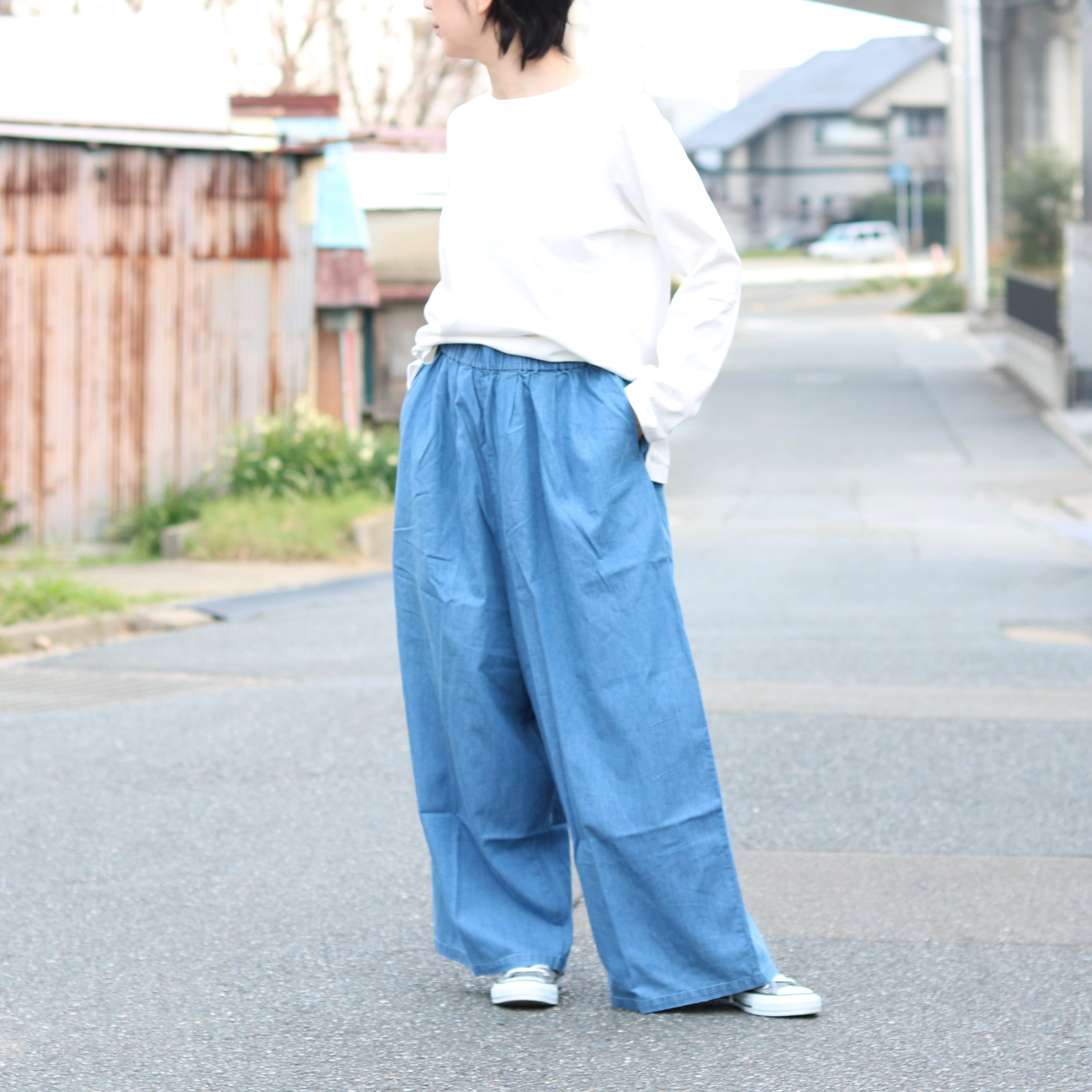デニム タック ワイドパンツ | Zakka so-la