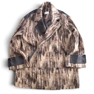 TAUPE / abstract SHAGGY half coat / brown
