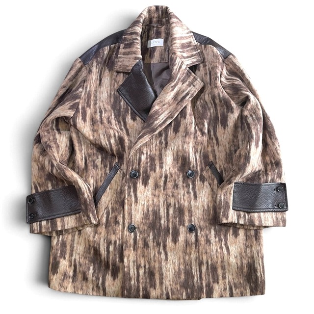 TAUPE / abstract SHAGGY half coat / brown