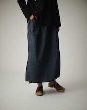 【suie】Bamboo linen skirt/バンブーリネンスリットスカート(ネイビー)