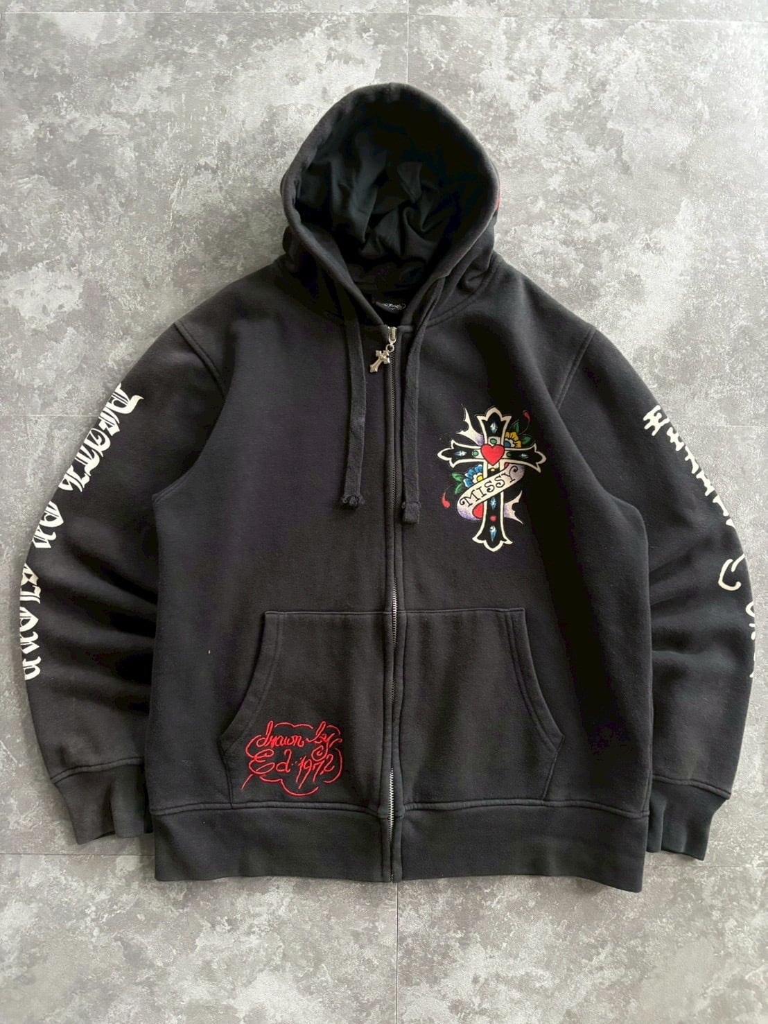 Ed Hardy Love Cross Tattoo Zip Hoodie | DIVERSITY-VINTAGE
