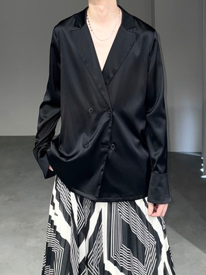 satin shirt jacket / black