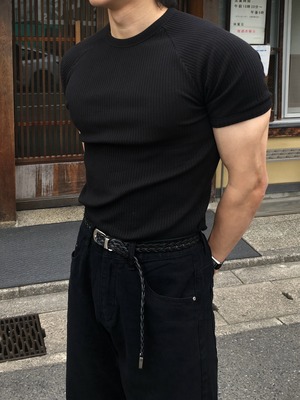 Western Woven Italian Leather Belt [Black]