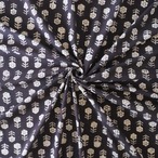 ブロックプリント生地【50cm単位】インド綿  小花柄 黒×生成り #59110-BK1