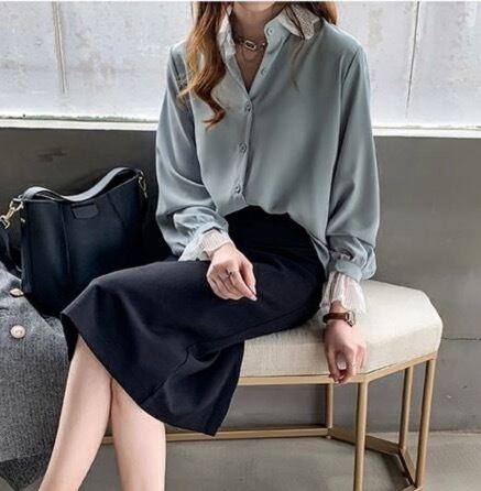 トップス デート シャツ ブラウス 白シャツ 白トップス ミディアム丈