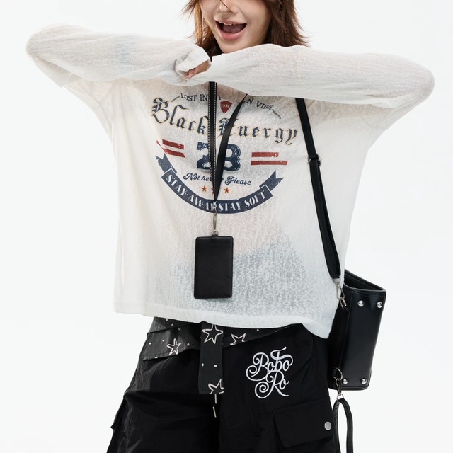 american graphic sheer long tee　アメリカングラフィックシアーロングティー　J2164