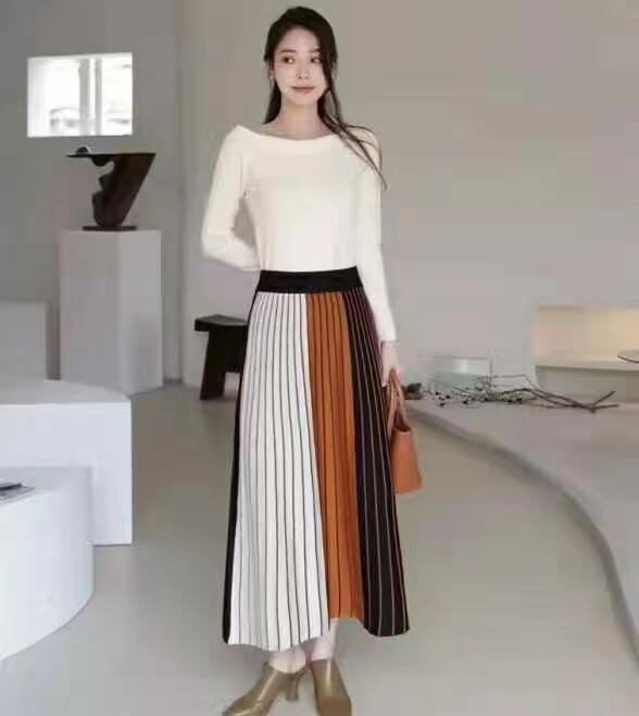 配色ストライプニットスカート　AJ11295-L03