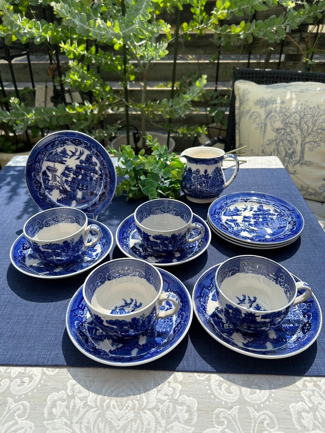 SPODE社 ブルーウイロー トリオ(カップアンドソーサー、プレート