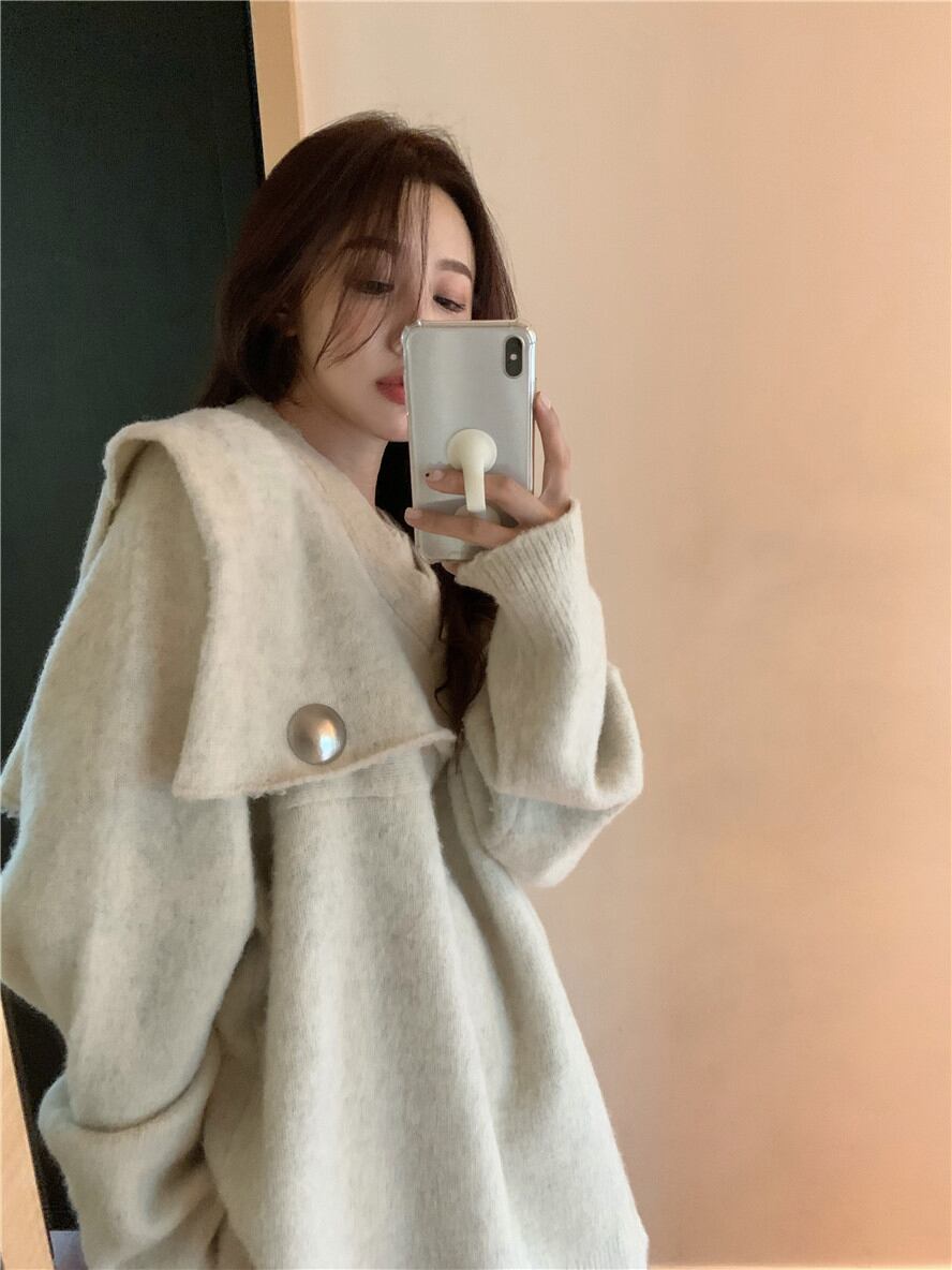 ウールセーター コート オータムウィンタールーズスタイルプルオーバー トップス 秋物 冬物 ブラックストロベリース8317549155