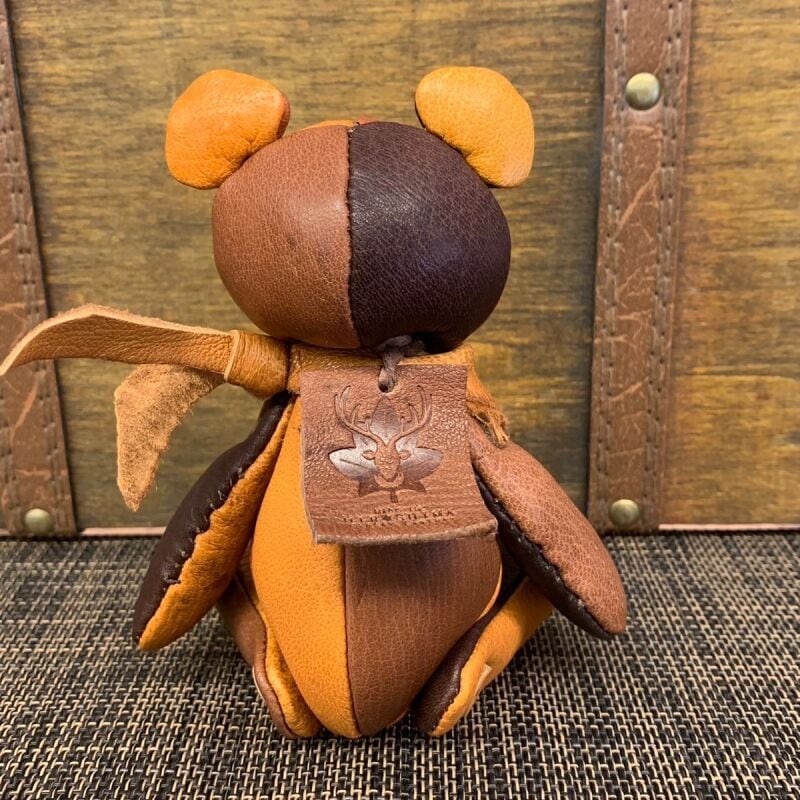 ジビエレザー鹿革ベルベア★マイスターの手作り「ベルズベア」カラフルブラウン系　写真の1点販売です