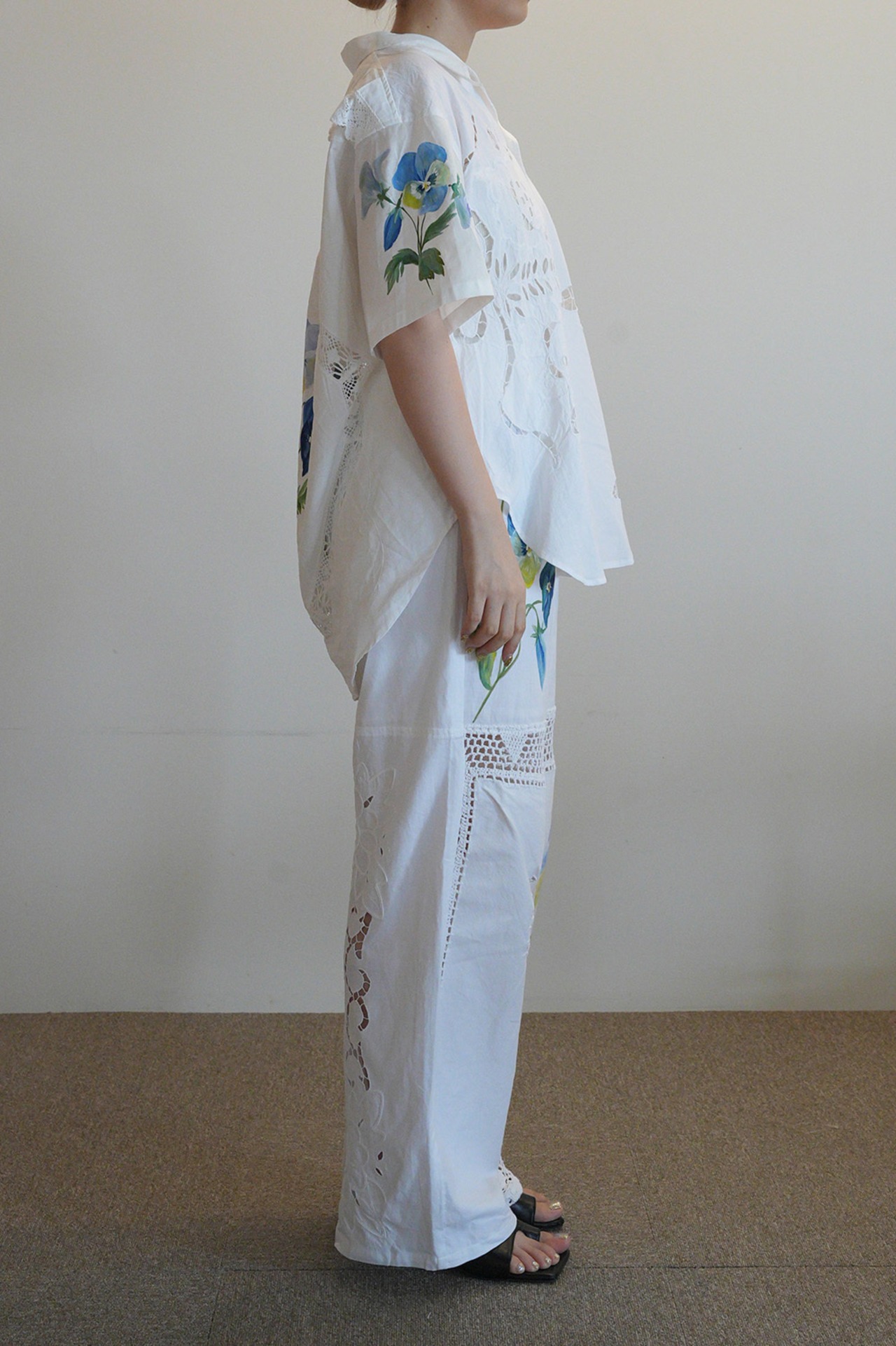 vintage lace open collar shirts-5