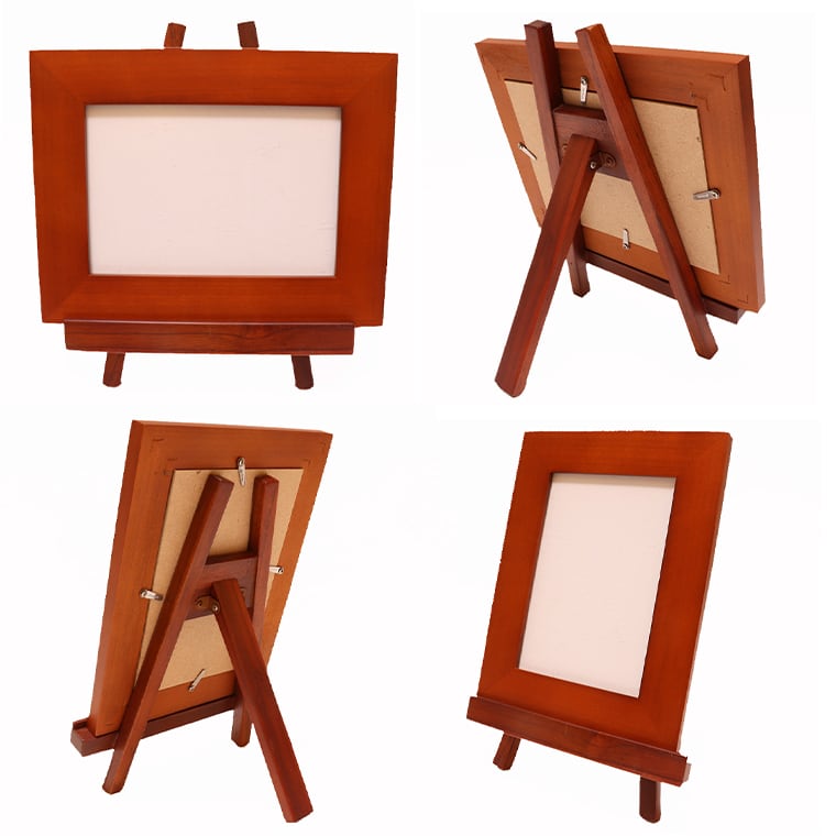 チーク写真立はがきサイズ イーゼル付き（TF-61）額縁外寸15.8x20