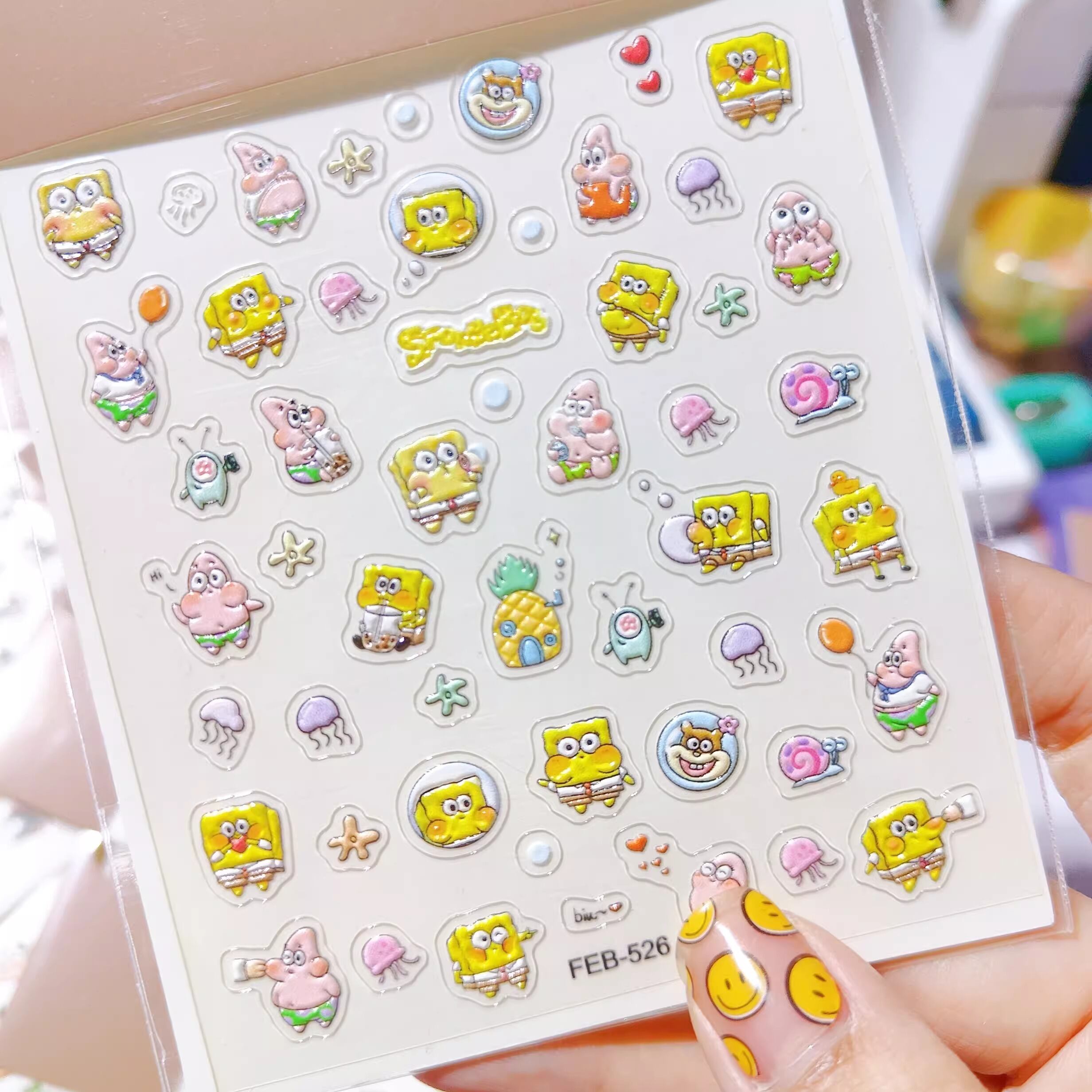 スポンジボブ☆FEB526 5Dネイルシール ネイルステッカー | aboo