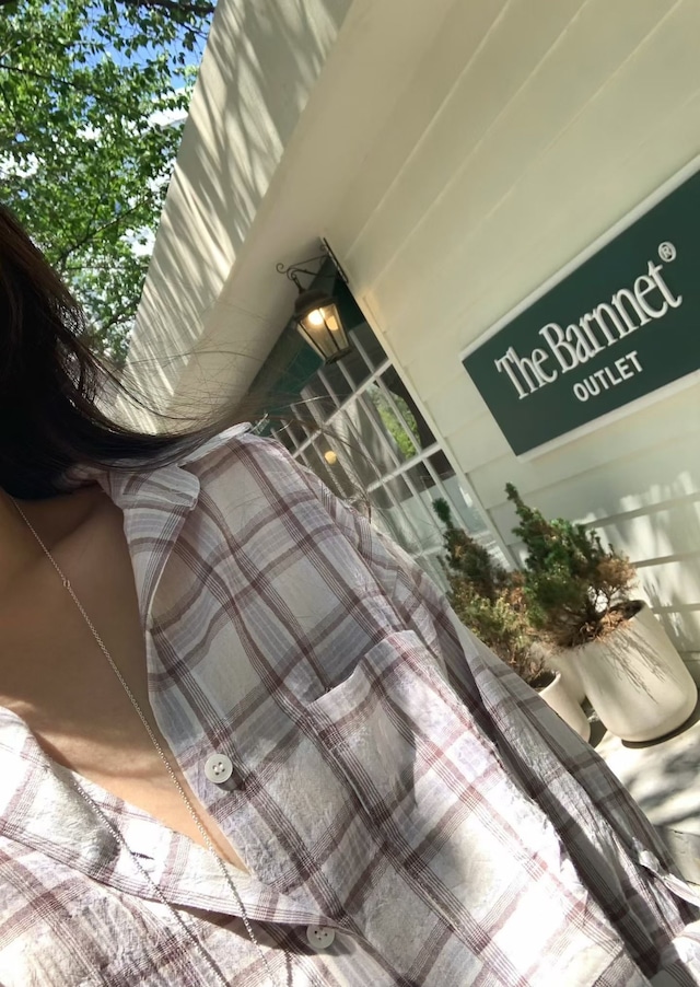 (LITER) cocoa roll up check shirt