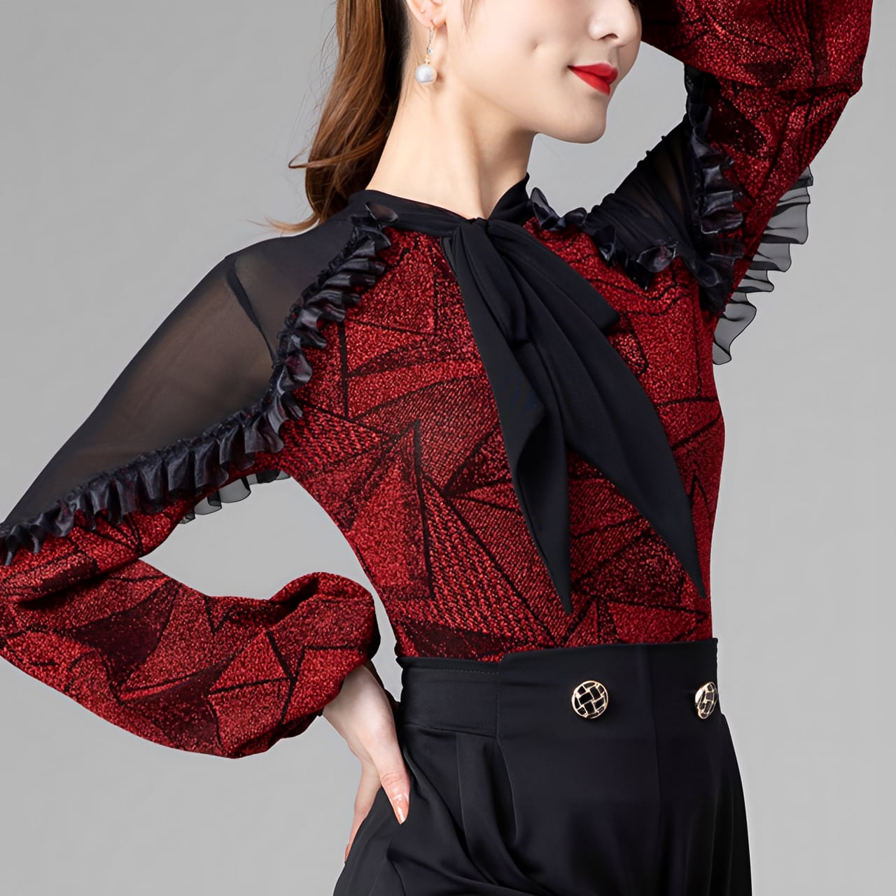 エレガントバルーンスリーブ ダンストップス 【レオタードタイプ】 ds0285