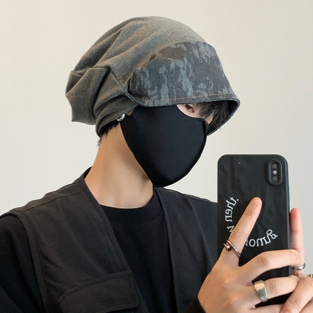 ☠こだわりの染め、ゆるいかぶり心地！【ZYXシリーズ】★帽子★ ユニセックス ハット アクセサリー メンズ 切り替え グレー 灰色 個性的