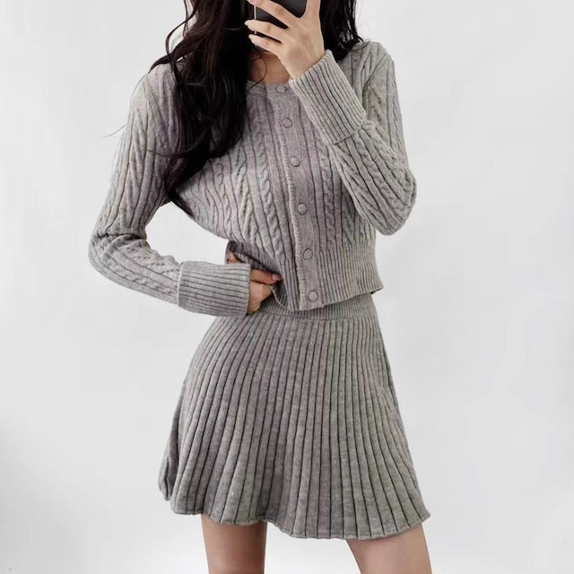 cable knit long sleeve set up la2692