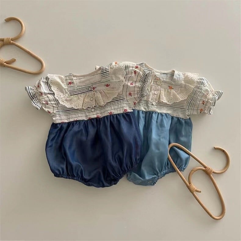 【BABY】夏新作 フレア花柄ロンパース