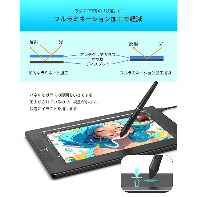 VEIKK 液タブ 11.6インチ 液晶タブレット スマホ対応 フル