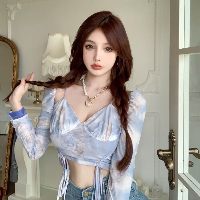 薄手スタイルメッシュトップス レディースギャザーシャツ ロング ピュア ドラファッションホール94786424587