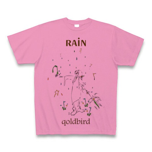 qoldbird  RAIN 音源ジャケットデザイン BAND T-シャツ ピンク