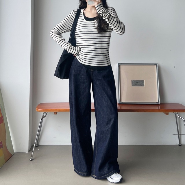 fake two-piece knit pullover J00090