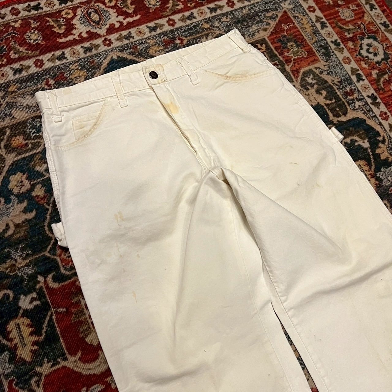80s〜 Dickies ペインターパンツ ワークパンツ ホワイト ペイント W34