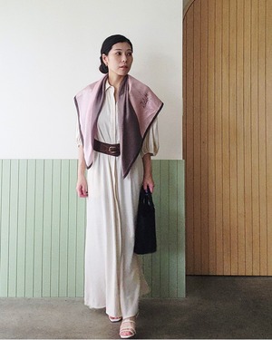 【SAMPLE / 1点限り】シルクスカーフ_展示・撮影使用品（PINK & BROWN）