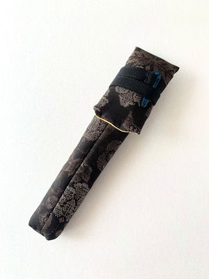 Pen sleeve for 1 pen (XL size) #4 Oshima-tsumugi flower×black sanadahimo