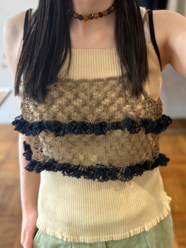 TAN/26SS-10 HAND KNITTED SEVENFOLD CAMISOLE