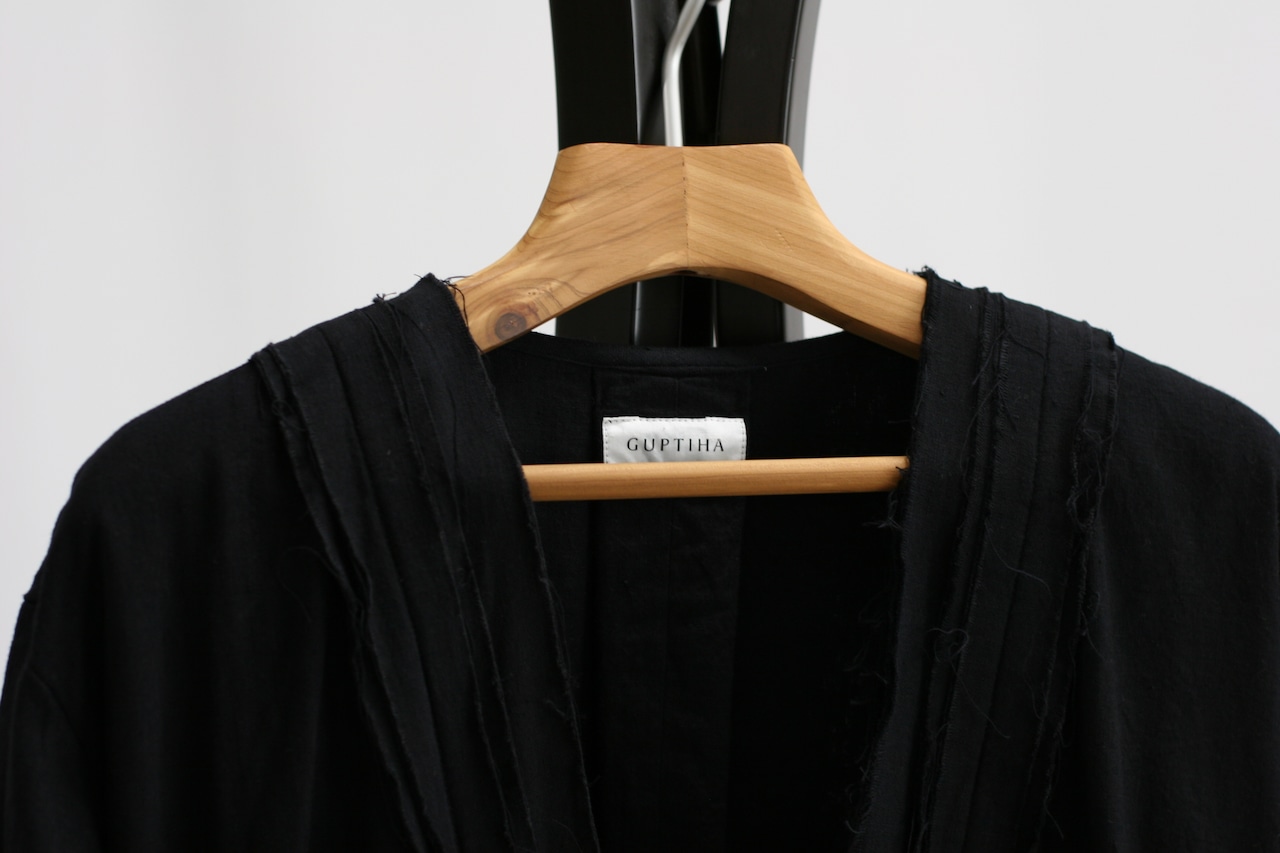 【GUPTIHA】Sobakasu Khadi Millefeuille Collar Dress / D.Navy(63209-096)