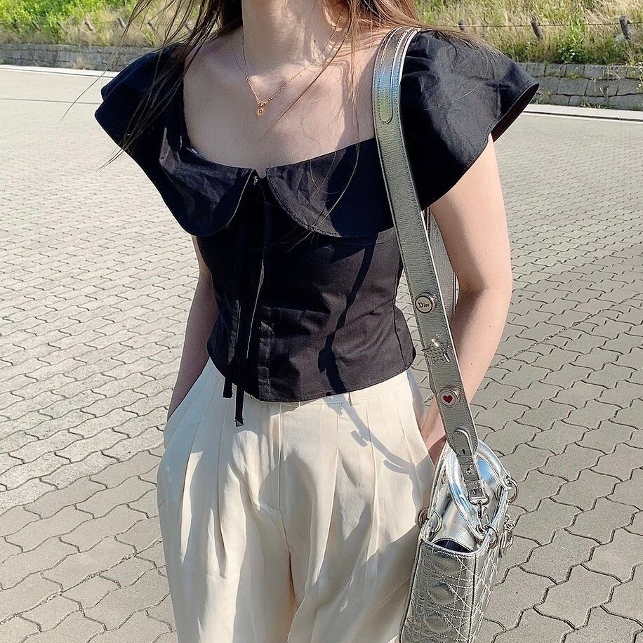 Bigfrill corset blouse /black (7月上旬頃発送予定)