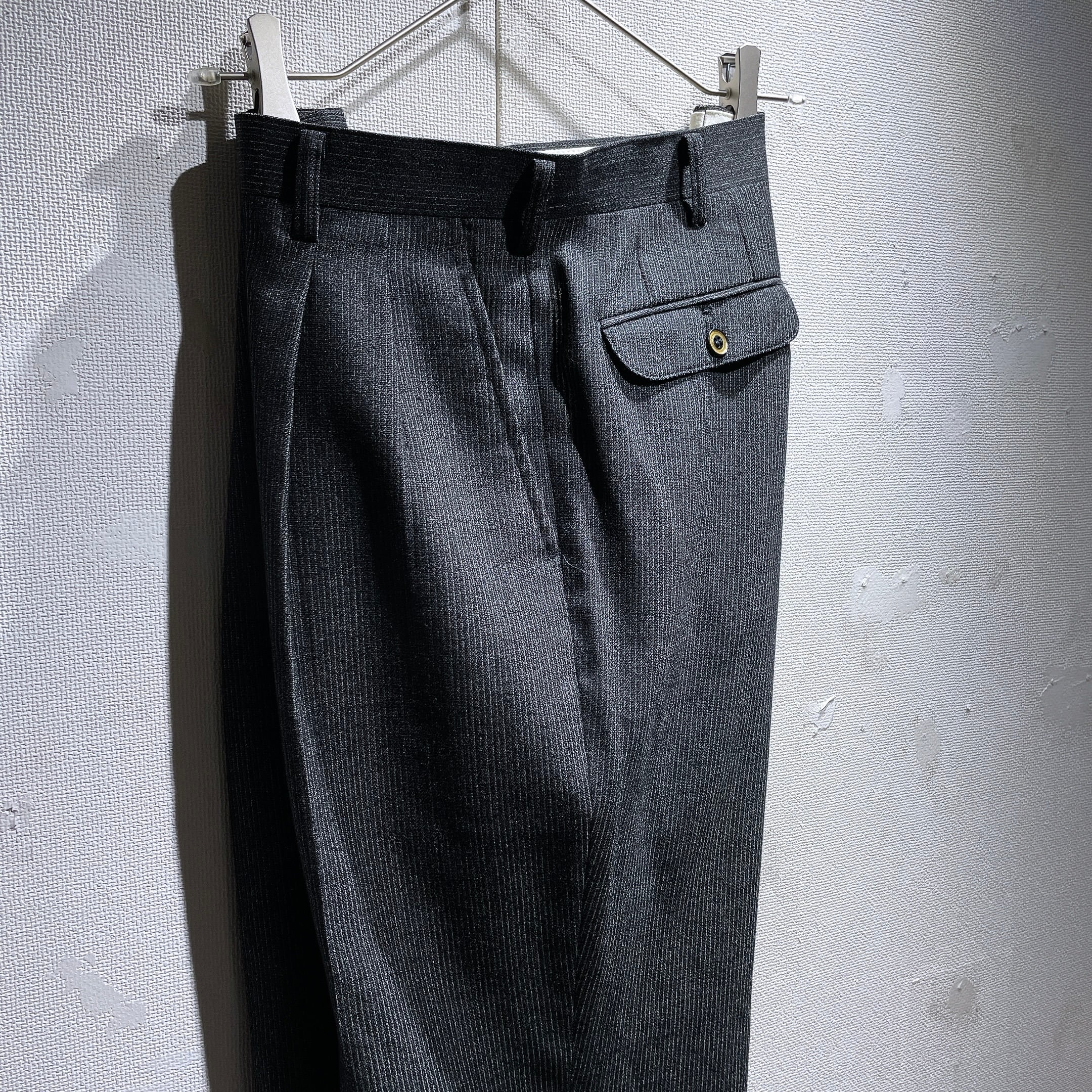 1990s Beautiful silhouette Stripe two tuck vintage Slacks pants