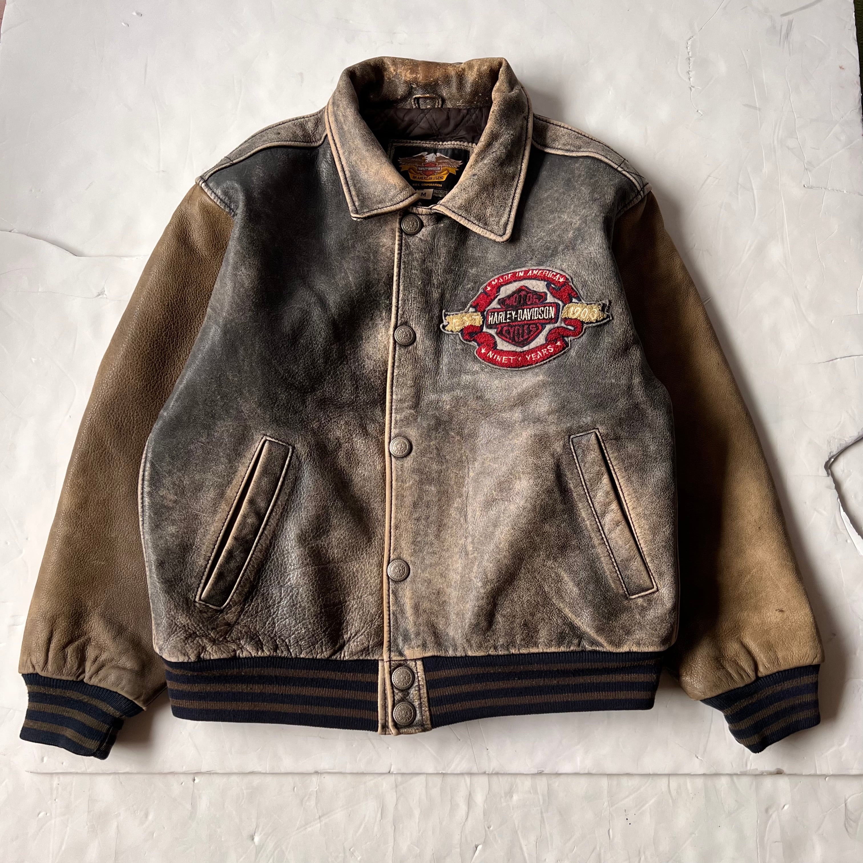 90s “Harley-Davidson” leather studium jamper 90年代 ハーレー