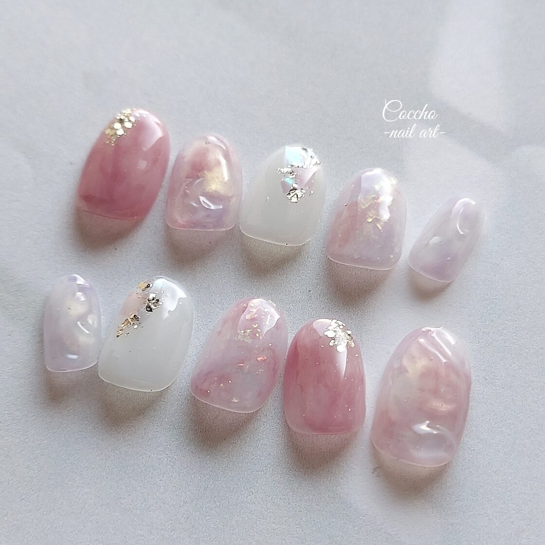 No.250 ゆるふわピンクの夢メルヘン / ネイルチップ ジェルネイル 