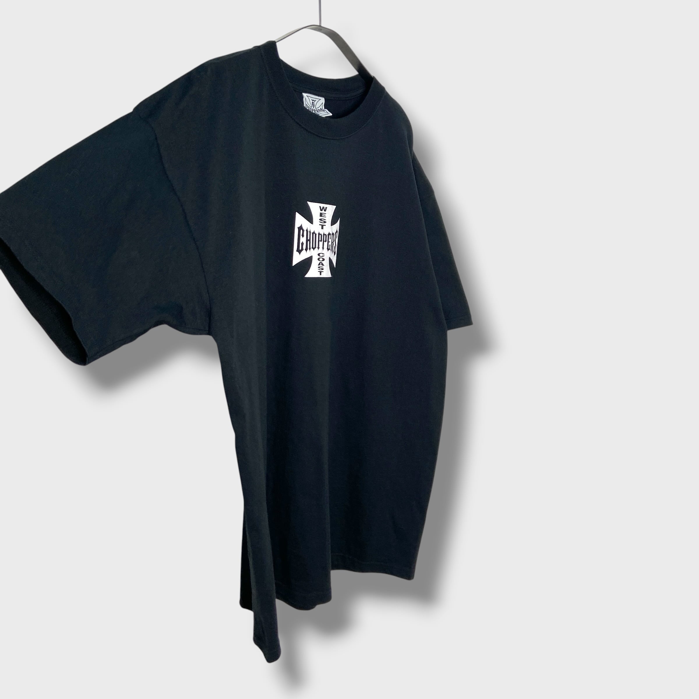 00s ウエストコーストチョッパーズ アイアンクロスTシャツ 両面 黒 XL