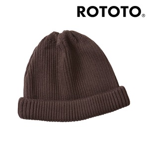 ROTOTO ロトト コットンロールアップビーニー R5021 ショート丈 ニット帽 ビーニー メンズ レディース ユニセックス 帽子 日本製 秋冬 ダークブラウン
