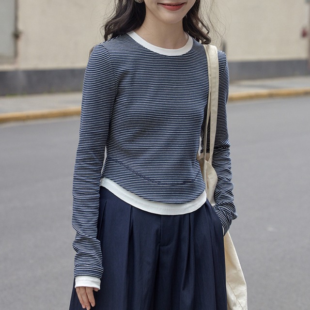 layered striped long-sleeve t-shirt J00068