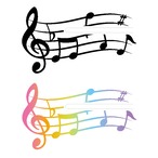 五線譜に音符な台座