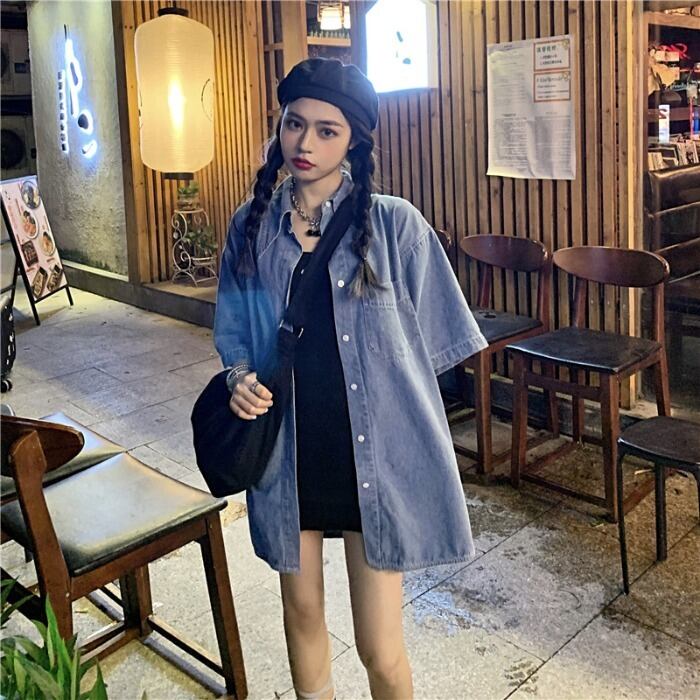 ルーズシャツ レディーススタンダードサマートップス コート レトロ 夏物 モンロー13371877193