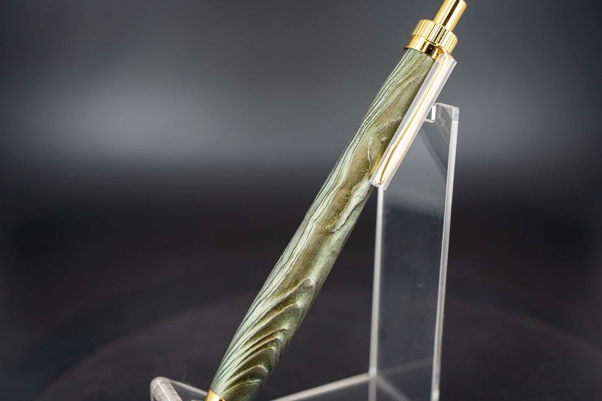 翠煙】屋久杉 浮造り 拭き漆 ① gold BP | 木軸ペン工房 金杢犀