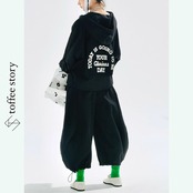 黒バルーンシルエットのアートパンツ《i0768》