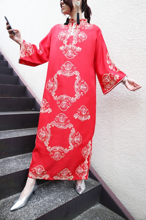 Red embroidered ethnic dress