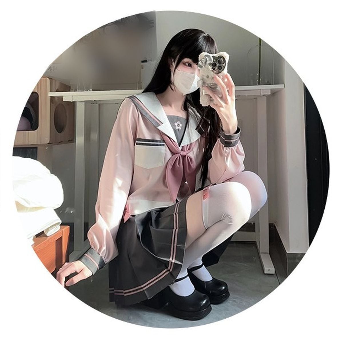 放課後のラブレター・ダスティーピンクセーラー服セットアップ