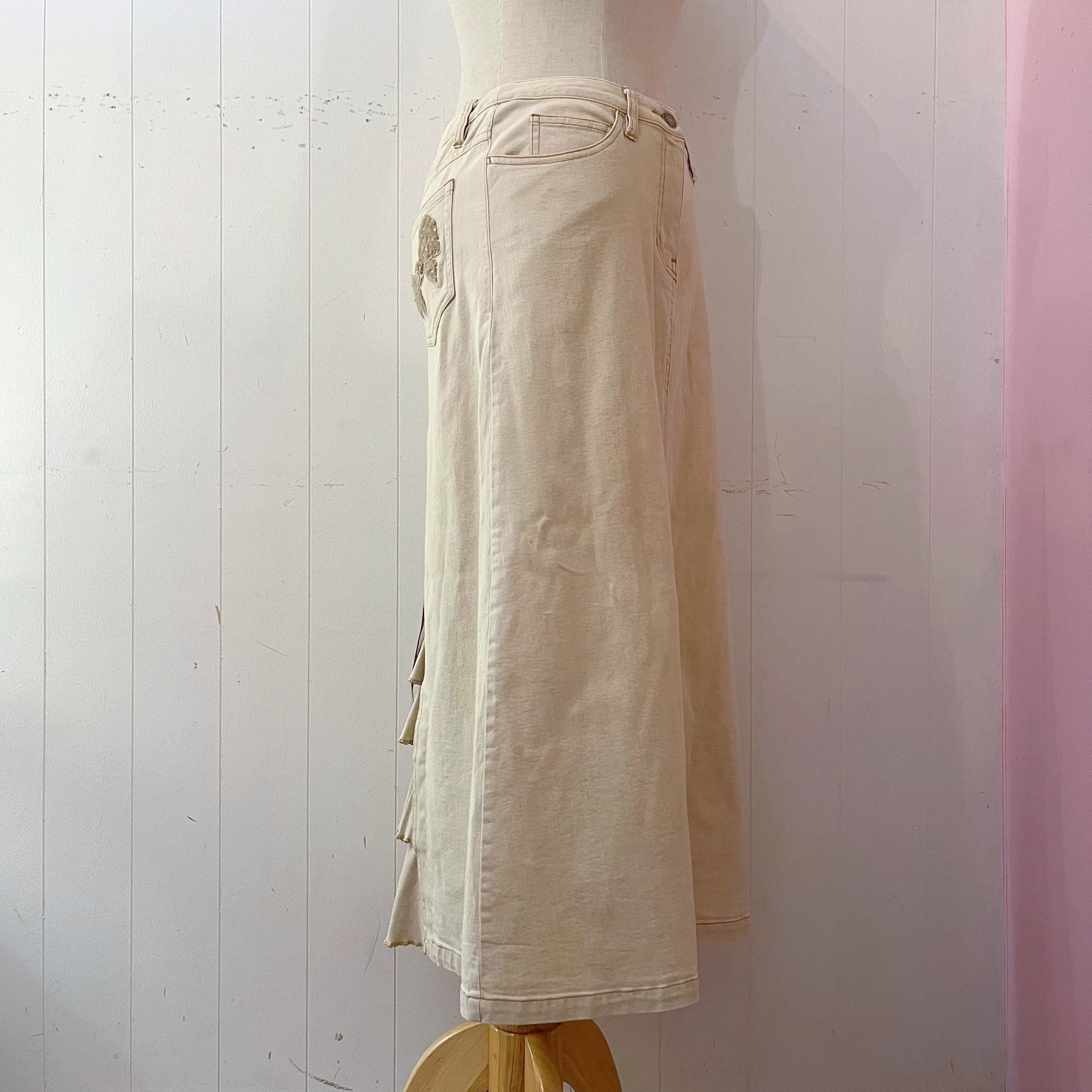 PINK HOUSE / lace up ribbon skirt