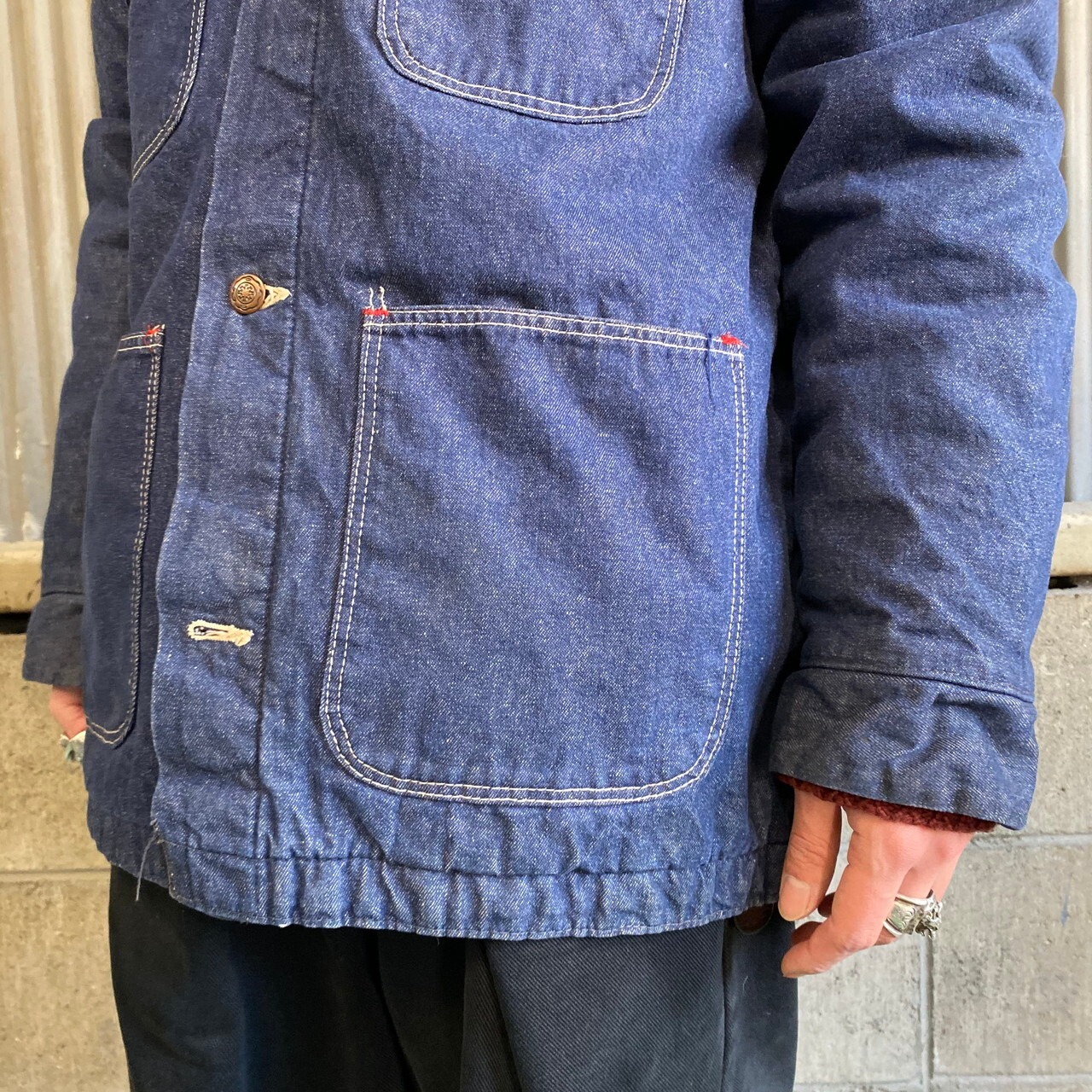 濃紺 70年代 BLUE BELL ブルーベル デニムカバーオール メンズL 古着 