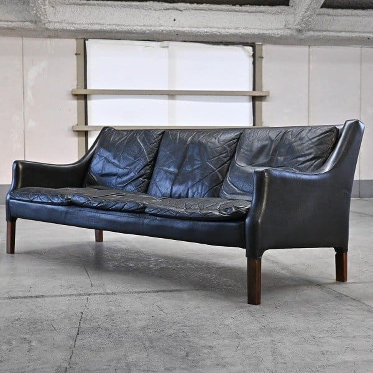 デンマーク製 GEORG THAMS 3人掛けソファ 本革 1970年代 ローズウッド ビンテージ リビング 椅子 トリプル 3P 3シーター【中古家具/中古インテリア/USED家具ユーズド家具/リサイクル】