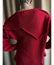 red color curve cotton remake knit-4451-12